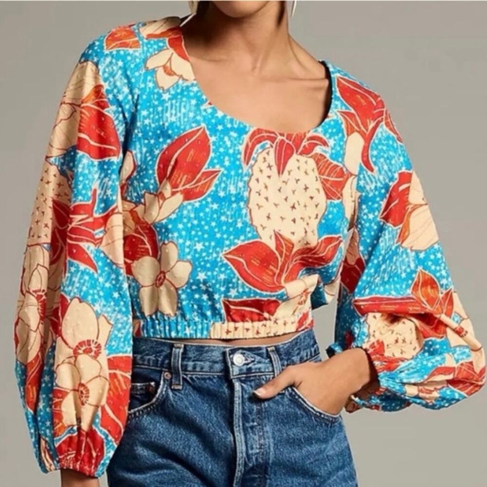 Farm Rio x Anthropologie Puff Sleeve Bubble Blouse